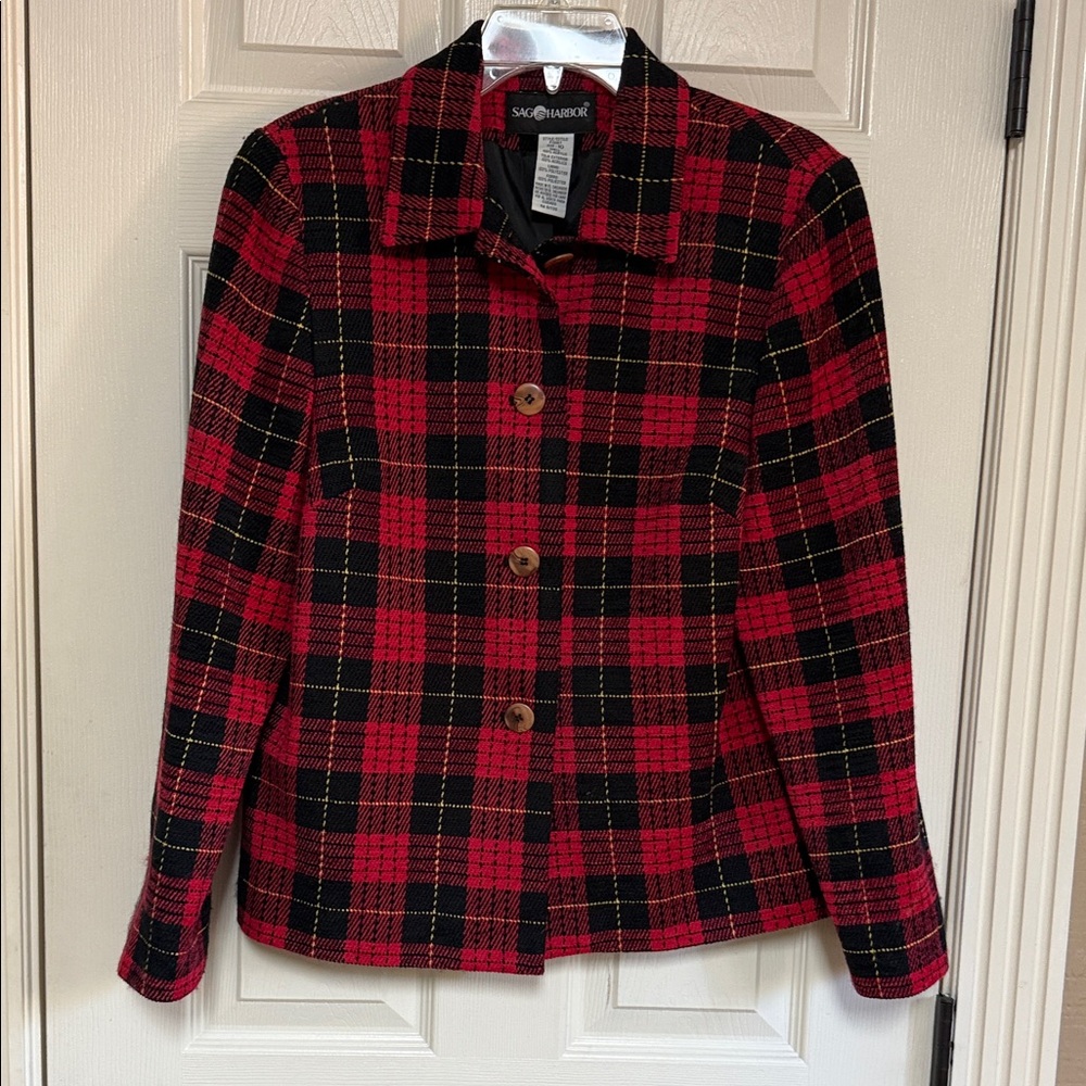 Sag Harbor Red and Black Plaid Jacket